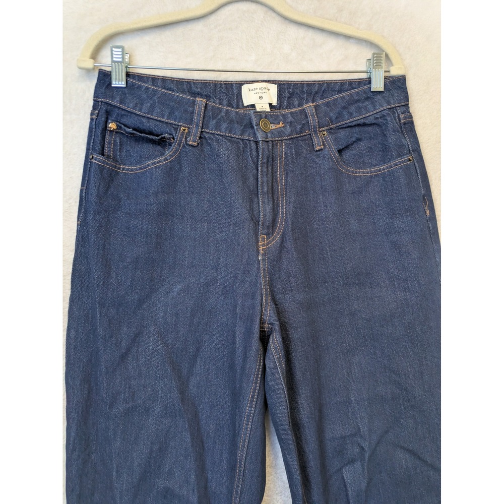 Kate Spade Dark Wash Wide Leg Cropped Cuffed Jeans Womens Size 8 - Picture 2 of 11